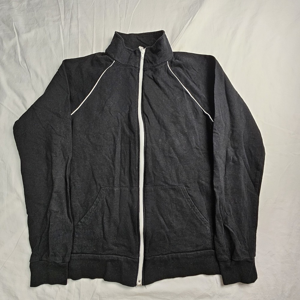 Bella + Canvas Men's Medium Black Full Zip Track Jacket Sporty Raglan Sweatshirt